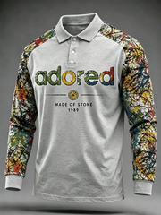 Men's Lemon Roses Music Lover Printed Three Button Shoulder Plug Long Sleeve