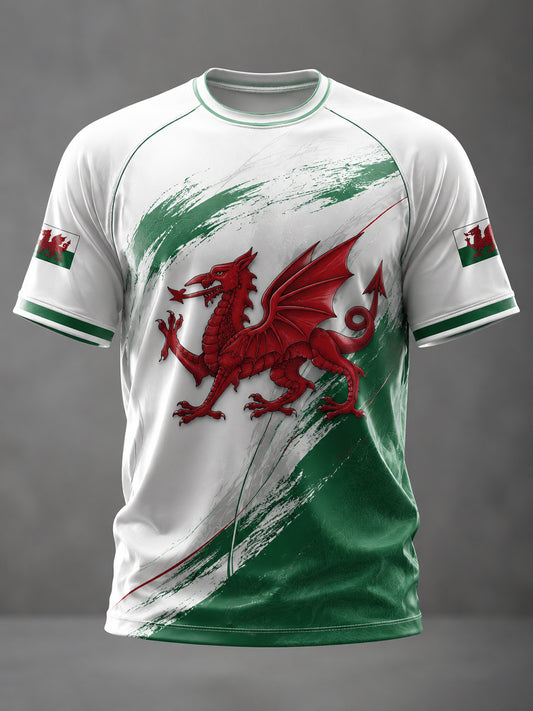 Men's Welsh Dragon Printed Casual short sleeves t-shirt