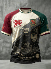 Men's Welsh Dragon Printed Casual short sleeves t-shirt