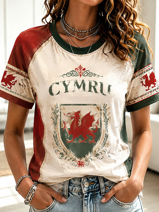 Women's Welsh Dragon Printed Casual short sleeves t-shirt