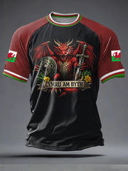 Men's Welsh Dragon Printed Casual short sleeves t-shirt
