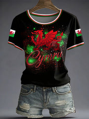 Women's Welsh Dragon Printed T-shirt