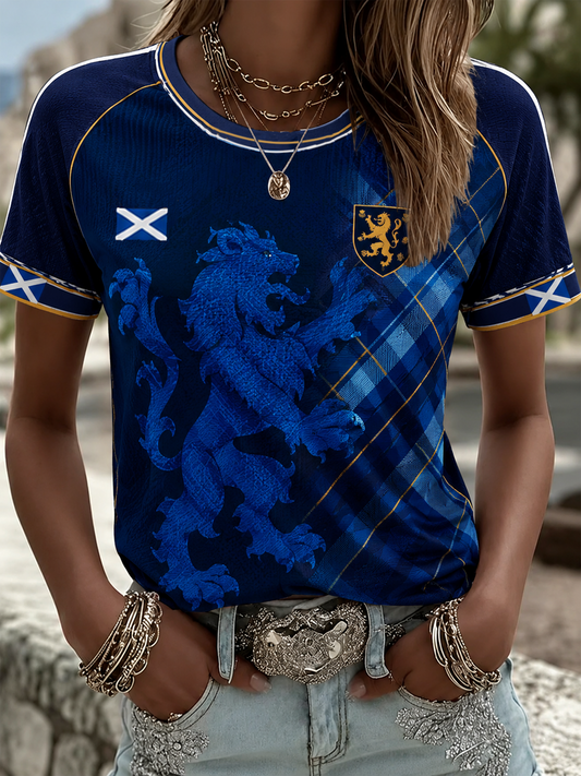 Women's Scotland Printed round neck short sleeve T-shirt