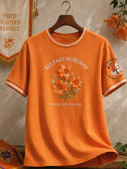 Women's 14 July Orangemens Day FDloral Art Printed T-shirt