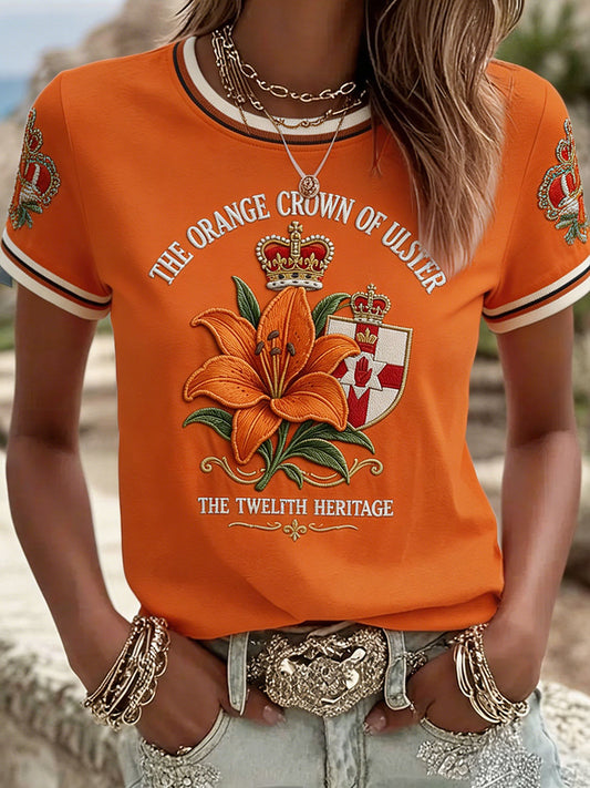 Women's 14 July Orangemens Day FDloral Art Printed T-shirt