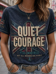 Women's UK PTSD Awareness Printed Linen T-shirt