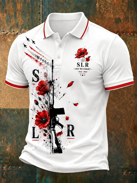 Men's SLR Lest We Forget Printed  polo shirt