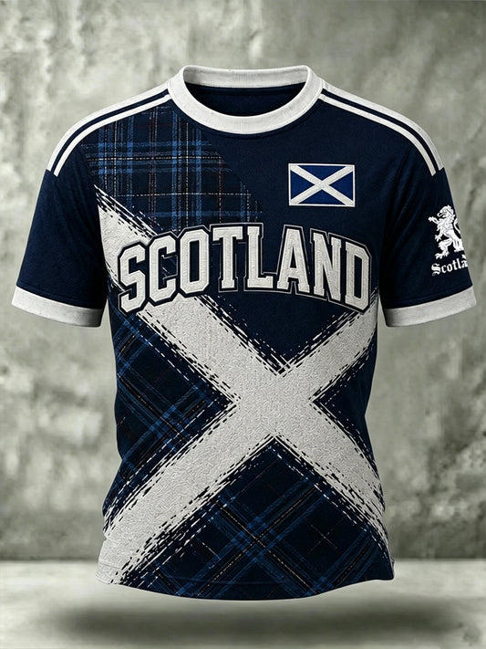 Men's Scotland Art Printed O-neck Short Sleeve T-shirt