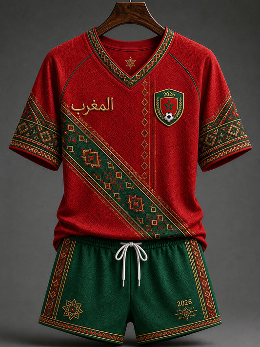 Women's 2026 Morocco Football V-Neck T-Shirts
