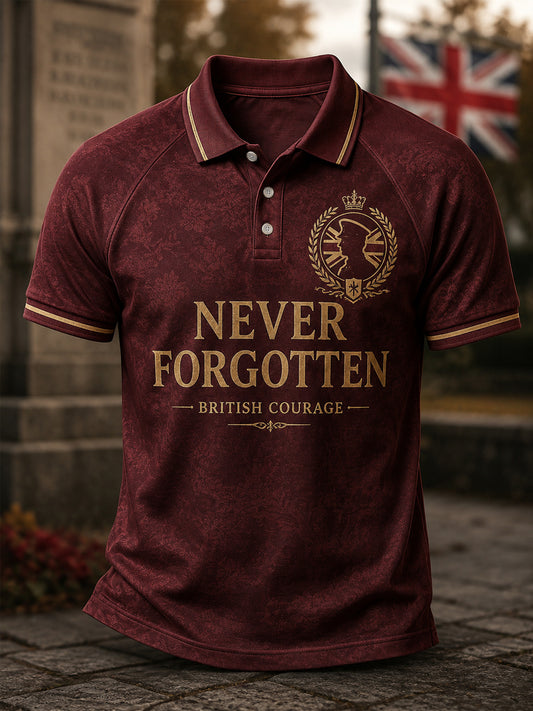 Men's Retro British Veteran Print Casual Polo