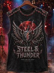 Men's Retro Heavy Metal Rock Band Print Casual Vest