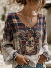 Women's British Bulldog Union Jack Cotton-Linen Shirt