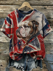 Women's British Bulldog Union Jack Print T-shirt