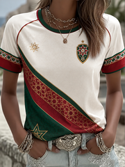 Women's Morocco Football Printed round neck short sleeve T-shirt