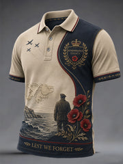 Men's British Veterans Memorial Print Casual Polo