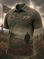 Men's British Veterans Memorial Print Casual Polo