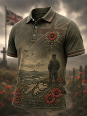 Men's British Veterans Memorial Print Casual Polo