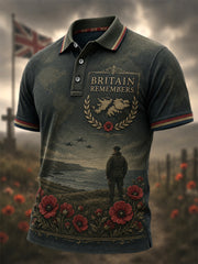 Men's British Veterans Memorial Print Casual Polo