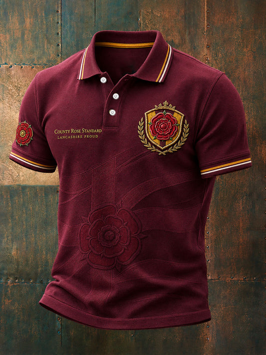 Men's Lancaster Red Roses Art Printed Casual Tops