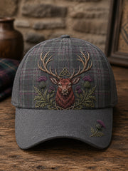 Unisex Scottish Highland Stag Plaid Print Hat