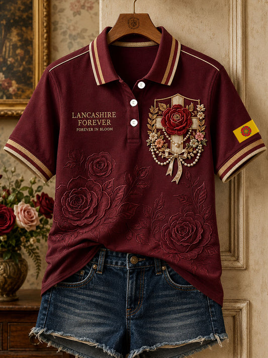 Women's Lancashire Red Roses Art Printed Casual Tops