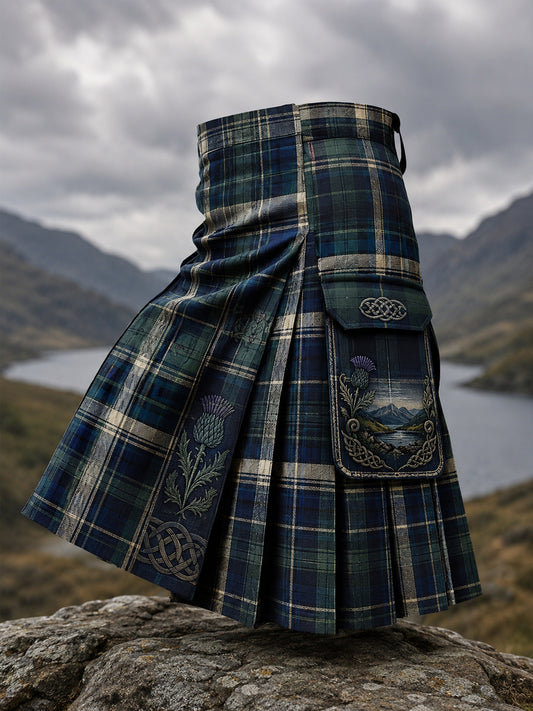 Women’s Scottish Thistle Celtic Knot Tartan Kilt Skirt