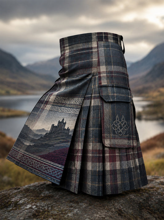 Women’s Scottish Castle Tartan Kilt Skirt