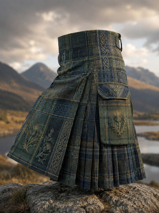 Women’s Scottish Thistle Tartan Kilt Skirt