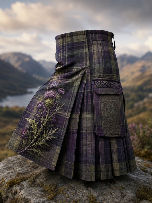 Women’s Scottish Thistle Tartan Kilt Skirt