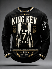 Men's England Football Lover Legend King Kev Rip Printed Waffle Long Sleeve T-Shirt