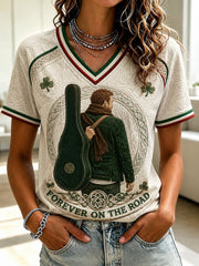 Women's Glen Memory Printed V-neck T-shirt