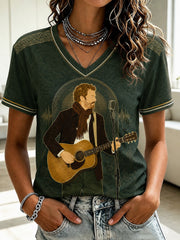 Women's Glen Memory Printed V-neck T-shirt