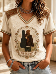 Women's Glen Memory Printed V-neck T-shirt