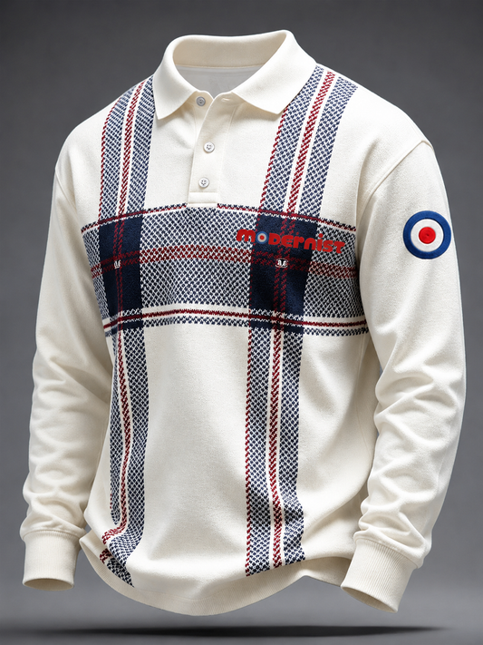 Men's Mods Culture UK Music Lover Business Style Printed long sleeve polo