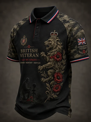 Men's British Veteran Print three buttons shoulder sleeve