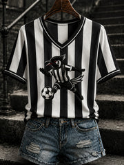Women's Football Printed V-neck T-shirt