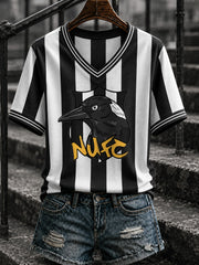 Women's Football Printed V-neck T-shirt