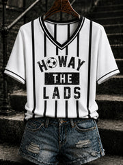 Women's Football Printed V-neck T-shirt