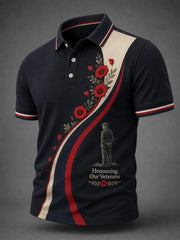 Men's British Veterans Memorial Print Casual Polo