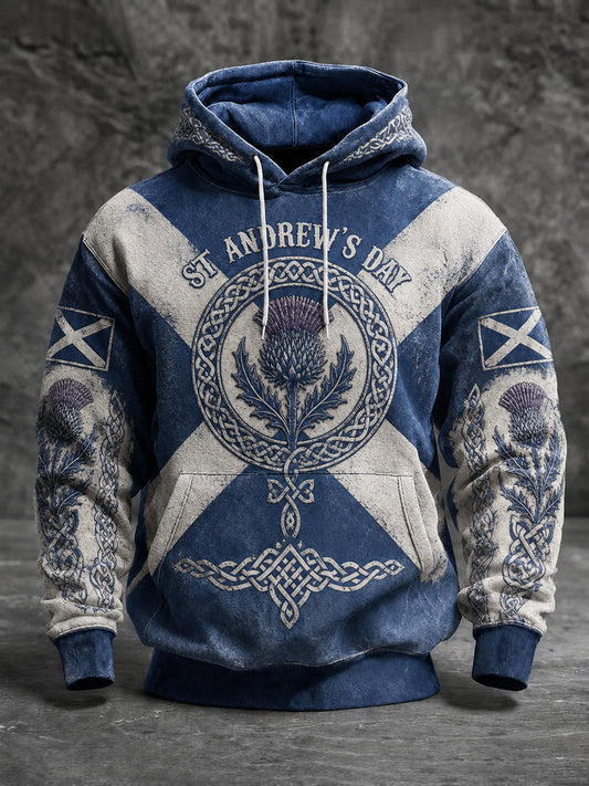 Men's St Andrew’s Day Oversized Drop-Shoulder Hoodie with Pockets