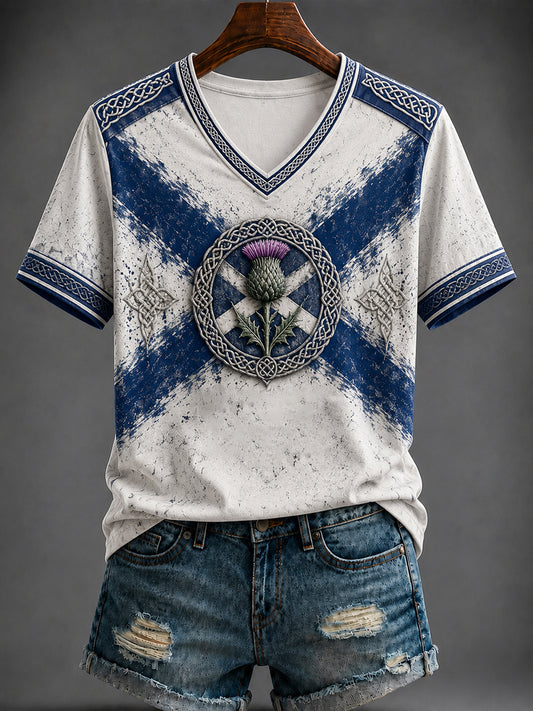 Women's St Andrew’s Day Printed V-neck T-shirt