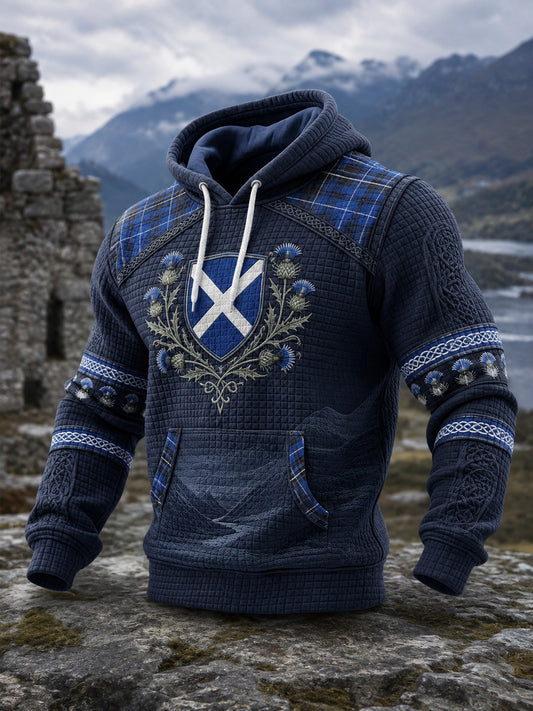 Men's Scotland St. Andrew's Day Printed Checkered Cotton Hoodie