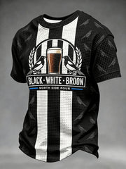Men's Football Fan Print Waffle Short Sleeve T-shirt