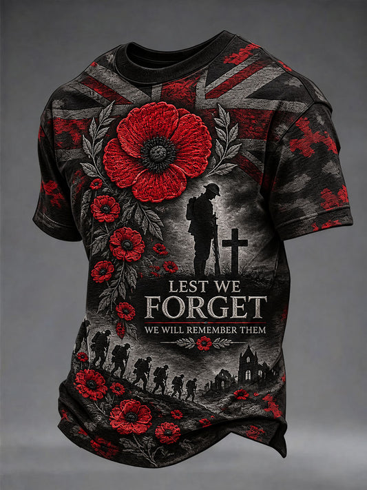 Men's Lest We Forget Print Short Sleeves T-shirt