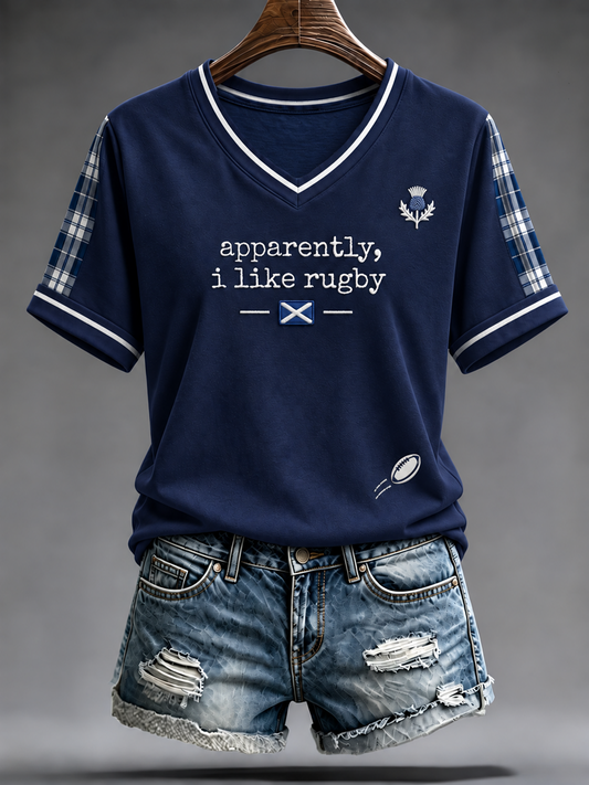 Women's Scottish rugby print short-sleeved T-shirt
