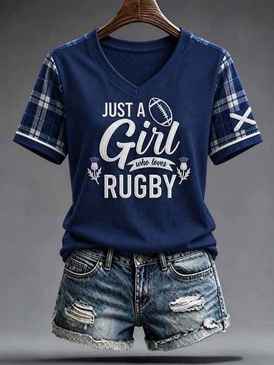 Women's Scottish rugby print short-sleeved T-shirt