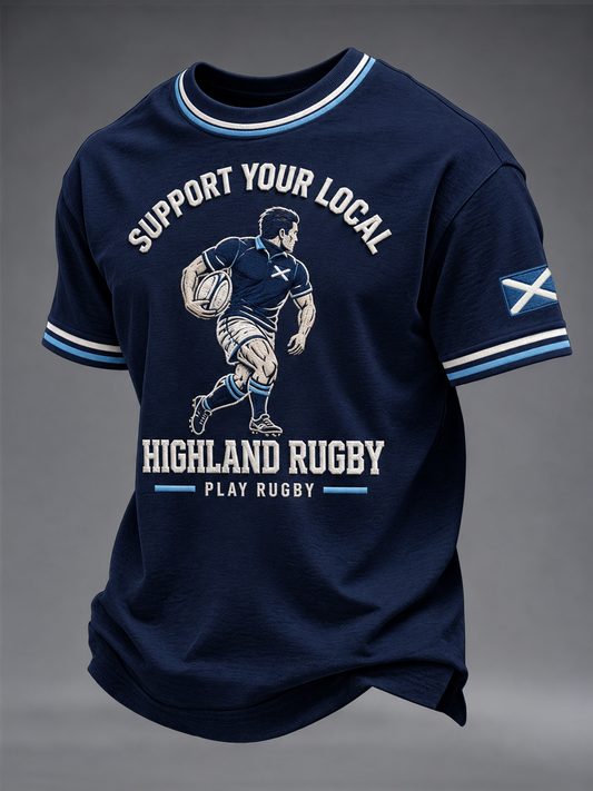 Men's Scottish rugby print short sleeves t-shirt
