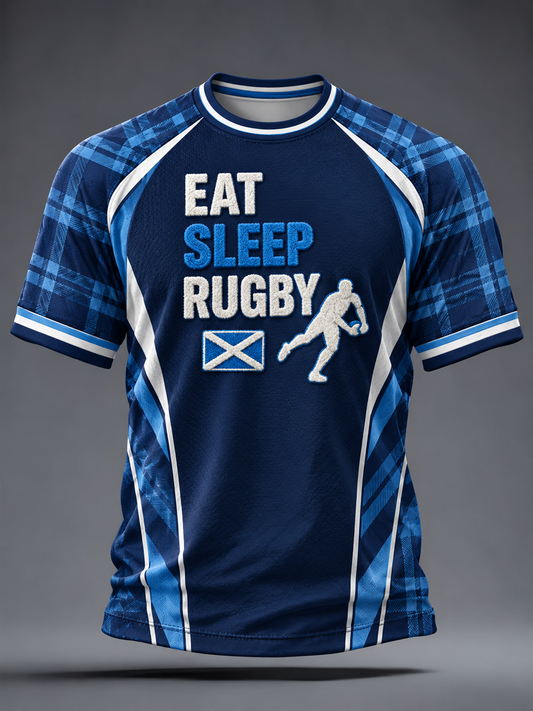 Men's Scottish rugby print Oversized Drop-Shoulder Hoodie with Pockets