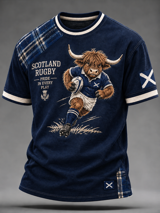 Men's Scottish rugby print short sleeves t-shirt