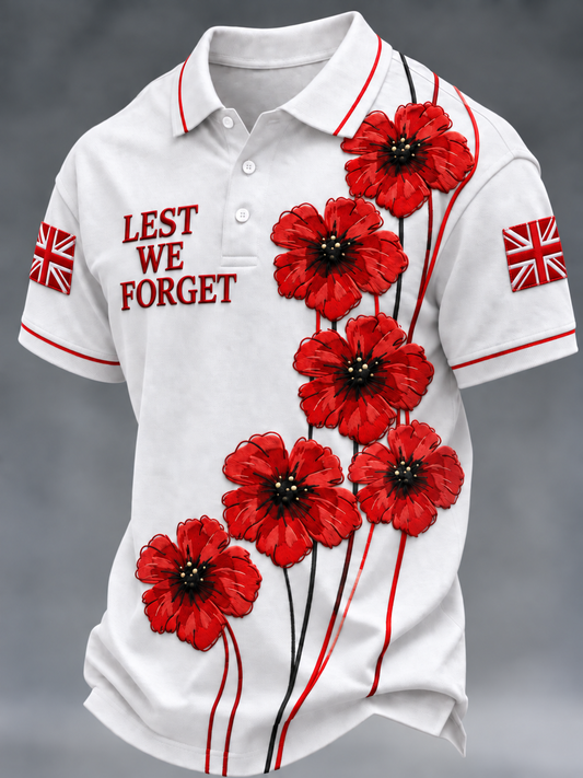Men's Remembrance Day Lest We Forget polo shirt
